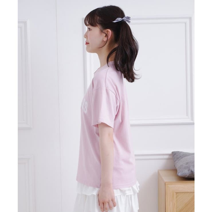 接触冷感 カレッジロゴTシャツ | PINK-latte | 詳細画像2 