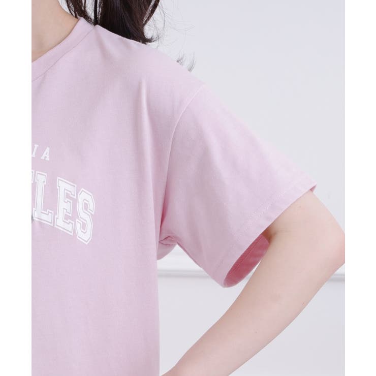 接触冷感 カレッジロゴTシャツ | PINK-latte | 詳細画像5 