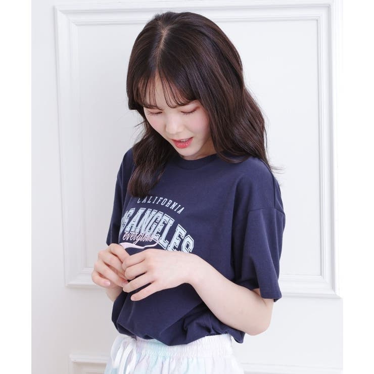 接触冷感 カレッジロゴTシャツ | PINK-latte | 詳細画像19 