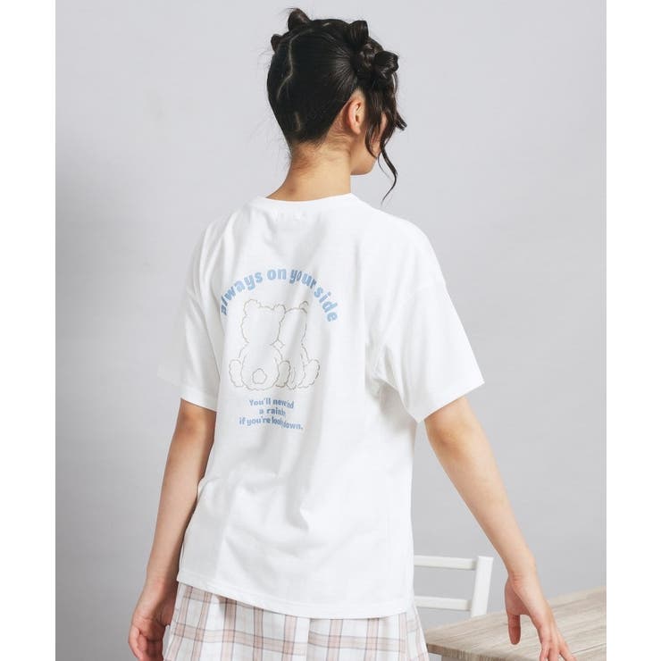 オフホワイト(003) | ペアくまちゃんビッグTシャツ | PINK-latte