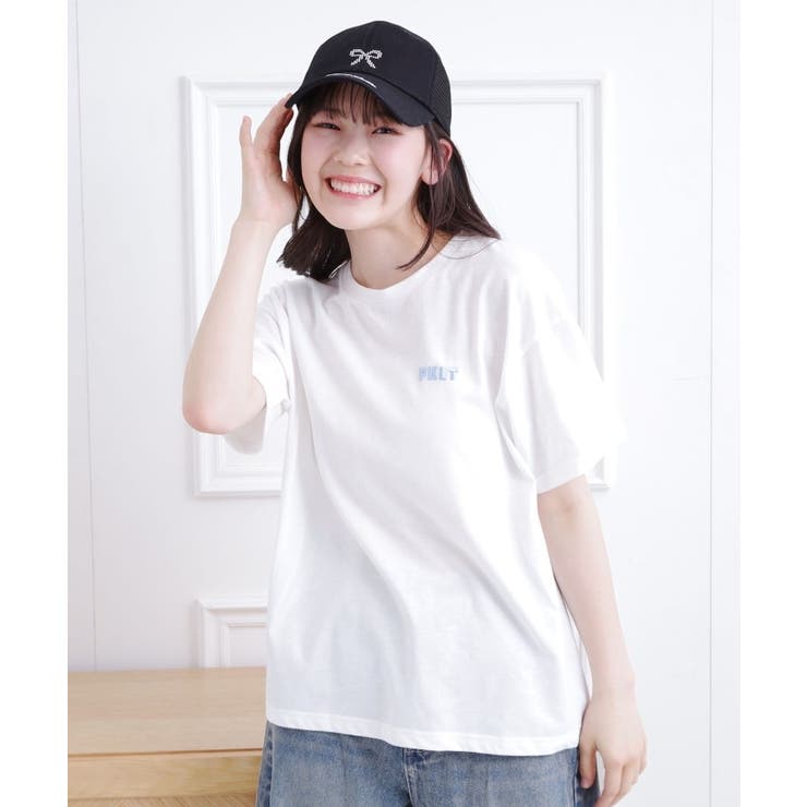 ブルー(093) | 接触冷感 バックハートロゴTシャツ | PINK-latte