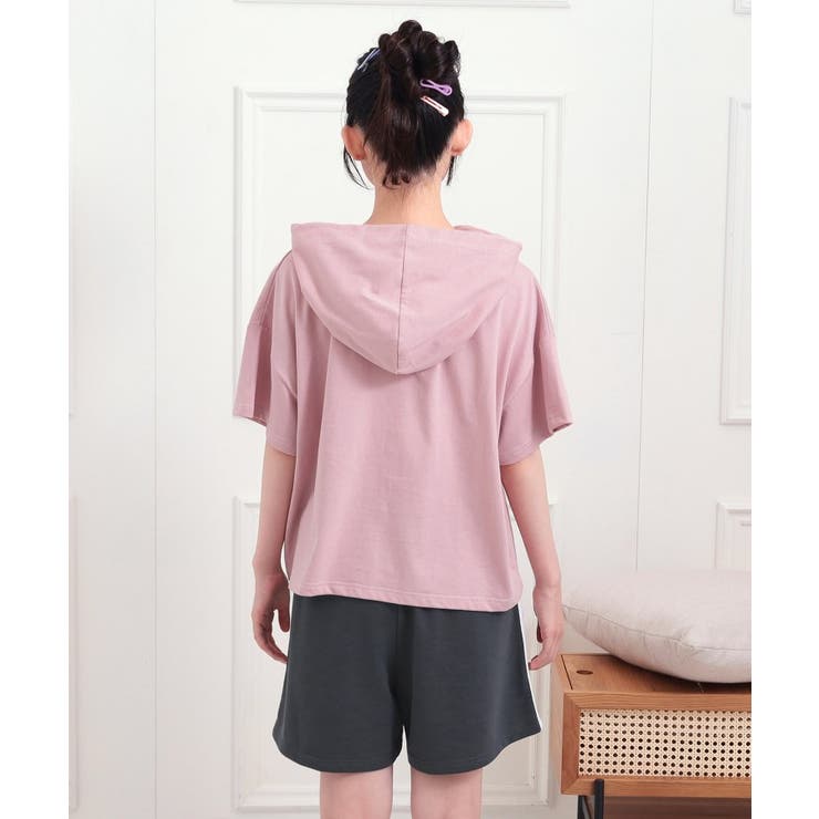 【セットアップアイテム】半袖パーカ＋ハーフパンツセット | PINK-latte | 詳細画像3 