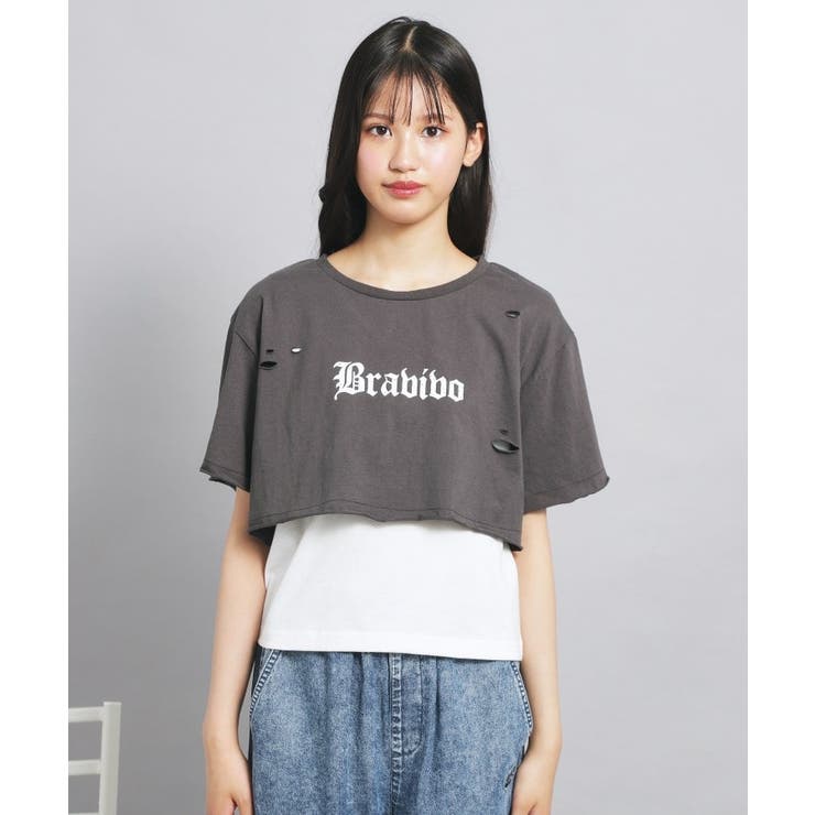 【セットアイテム】ダメージTシャツ＋タンクセット | PINK-latte | 詳細画像1 