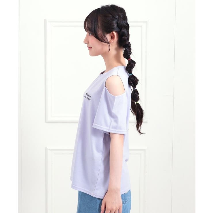 肩あきバックプリントビッグTシャツ | PINK-latte | 詳細画像2 