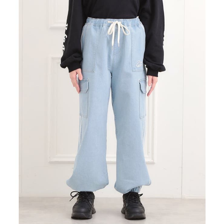 ラインデニムカーゴパンツ | PINK-latte | 詳細画像1 