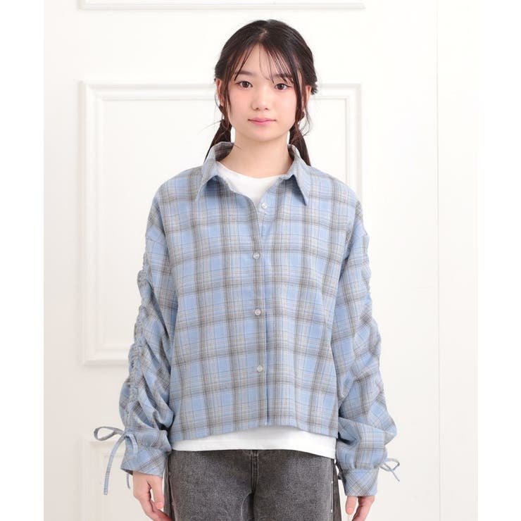 【セットアイテム】起毛チェックシャツ＋ロンT | PINK-latte | 詳細画像1 