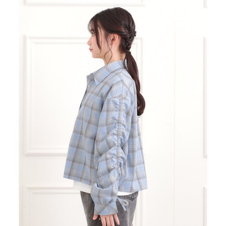 【セットアイテム】起毛チェックシャツ＋ロンT | PINK-latte | 詳細画像2 