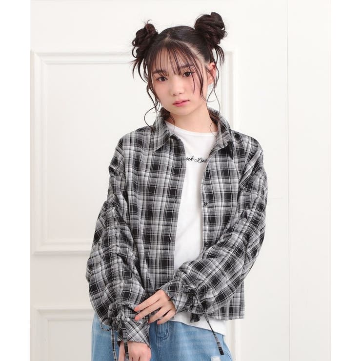 【セットアイテム】起毛チェックシャツ＋ロンT | PINK-latte | 詳細画像10 