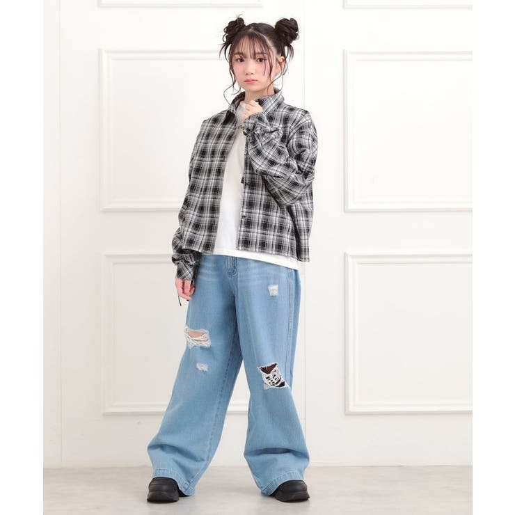 【セットアイテム】起毛チェックシャツ＋ロンT | PINK-latte | 詳細画像12 