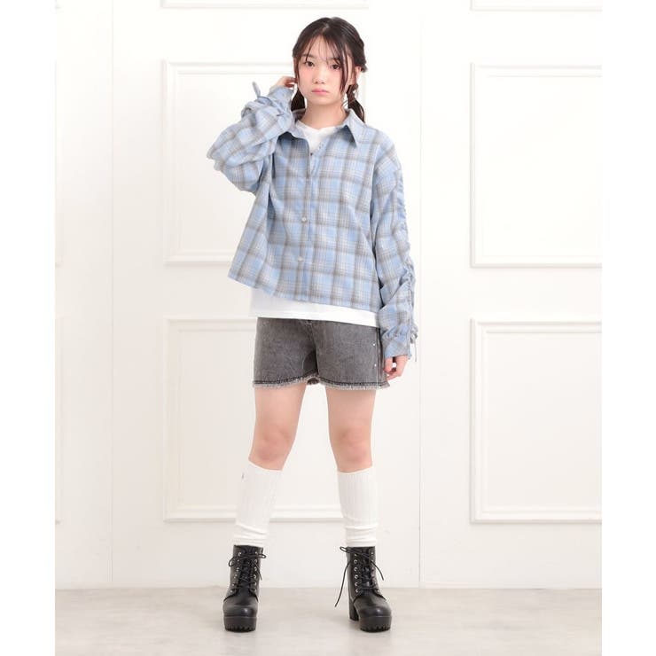 【セットアイテム】起毛チェックシャツ＋ロンT | PINK-latte | 詳細画像15 