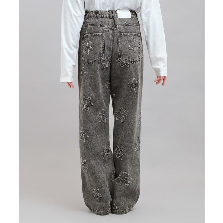 フラワー柄デニムロングパンツ | PINK-latte | 詳細画像3 