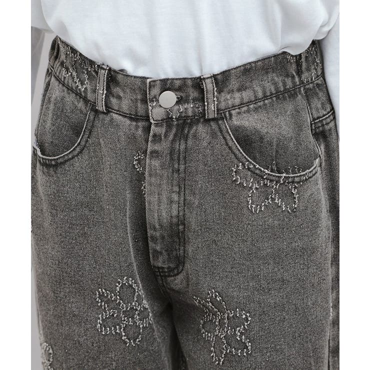 フラワー柄デニムロングパンツ | PINK-latte | 詳細画像4 