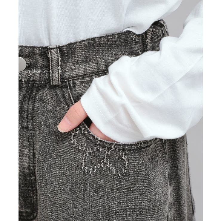 フラワー柄デニムロングパンツ | PINK-latte | 詳細画像5 