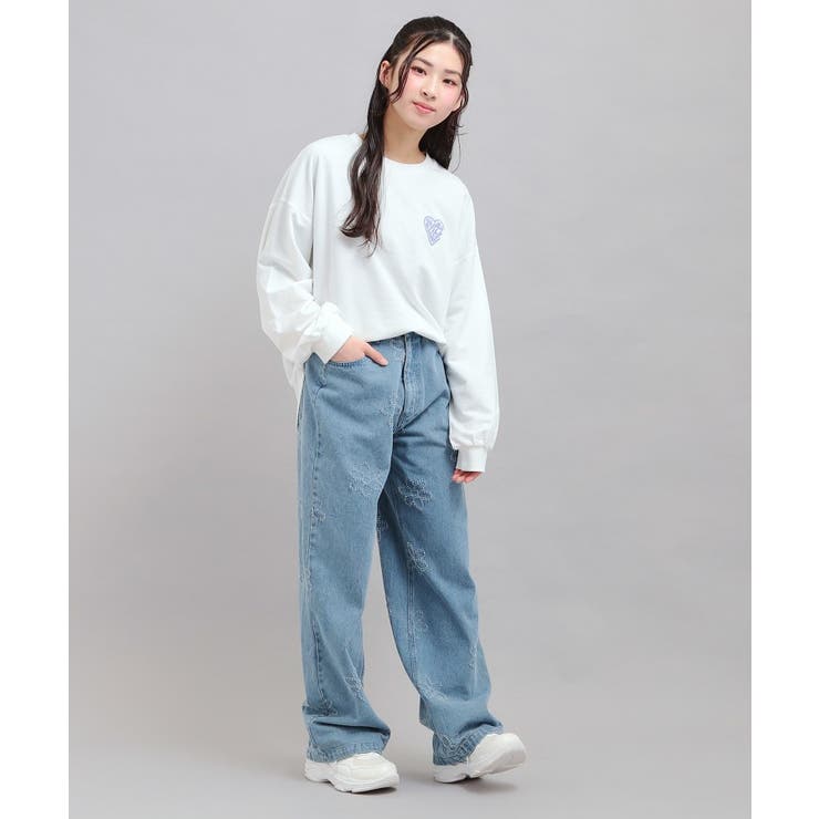 フラワー柄デニムロングパンツ | PINK-latte | 詳細画像9 