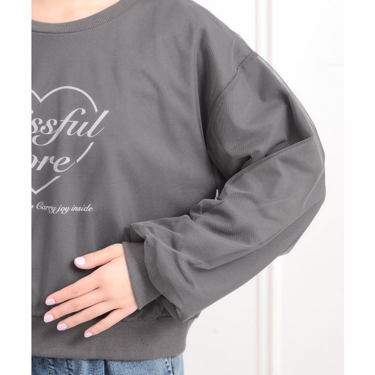 チュール重ねミニ裏毛トレーナー | PINK-latte | 詳細画像5 