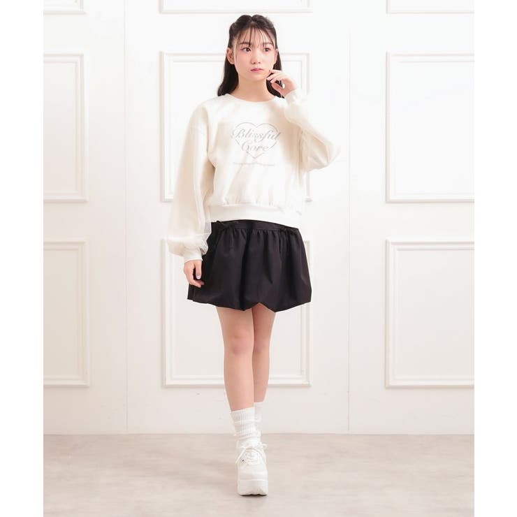 チュール重ねミニ裏毛トレーナー | PINK-latte | 詳細画像9 