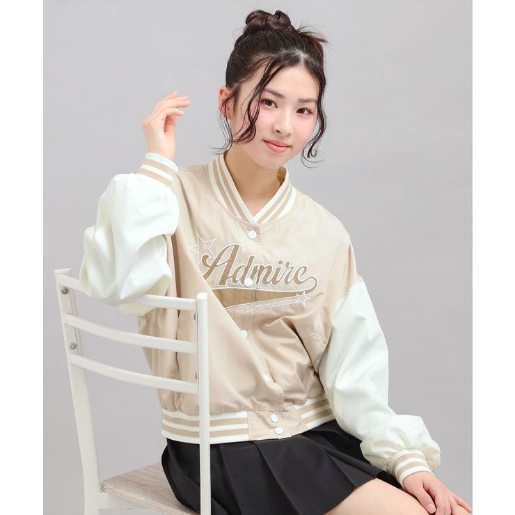 グレージュ(050) | チアロゴアップリケスタジャン | PINK-latte