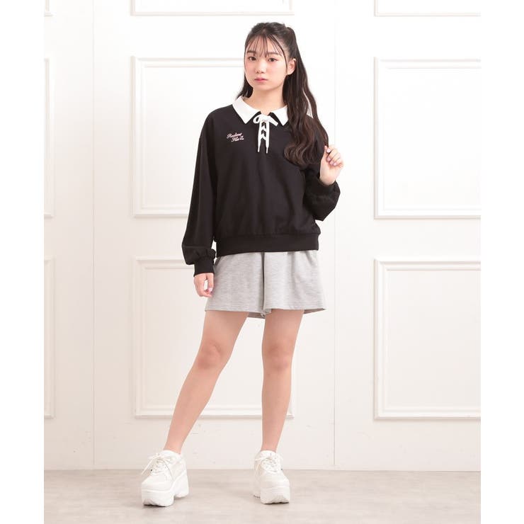 【セットアイテム】ミニ裏毛レースアップ＋キュロットパンツ | PINK-latte | 詳細画像19 