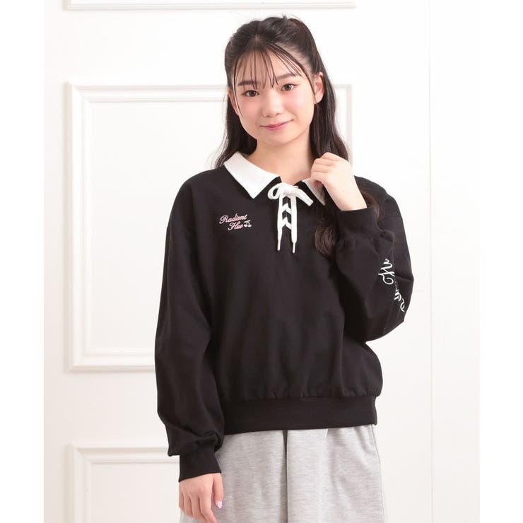 ブラック(019) | 【セットアイテム】ミニ裏毛レースアップ＋キュロットパンツ | PINK-latte