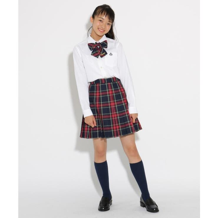 卒服】リボンタイ付 チェックプリーツスカート[品番
