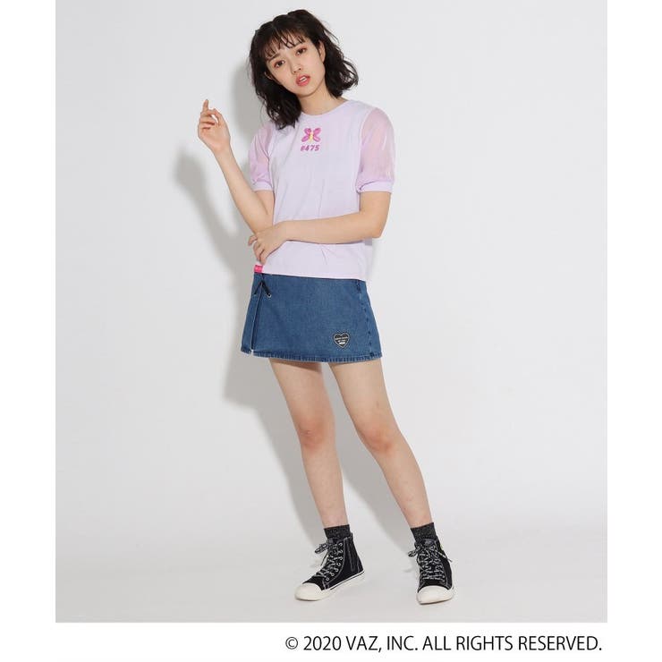 しなこ　トレーナー　長袖　トップス　475 しなこコラボ】袖シフォンTシャツ[品番：WRDW0113270]｜PINK