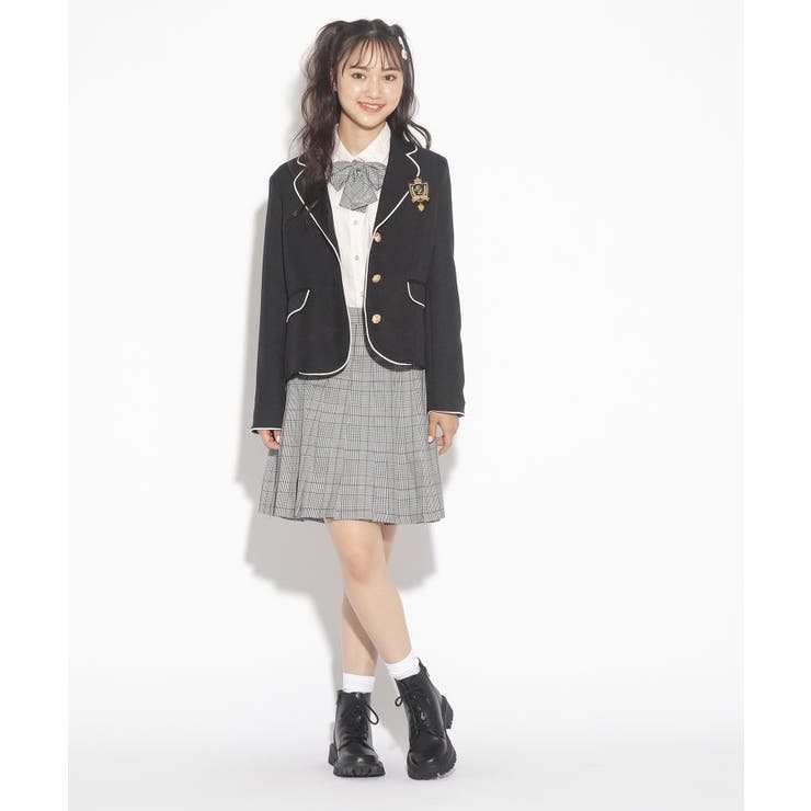 【国産】 卒服】チェック柄プリーツスカート+リボンセット[品番 フォーマル・ドレス・スーツ