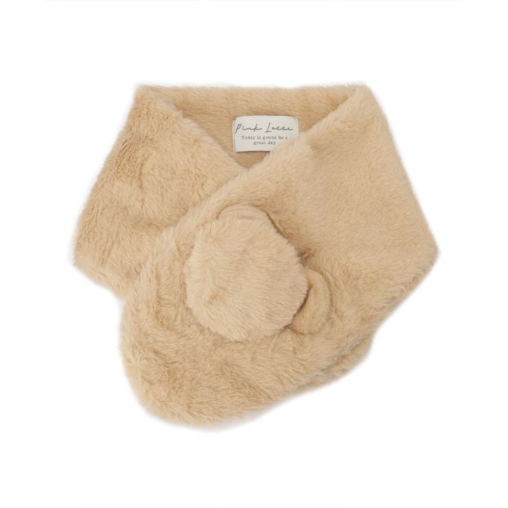 ライトベージュ(051) | ポンポン耳付きティペット | PINK-latte