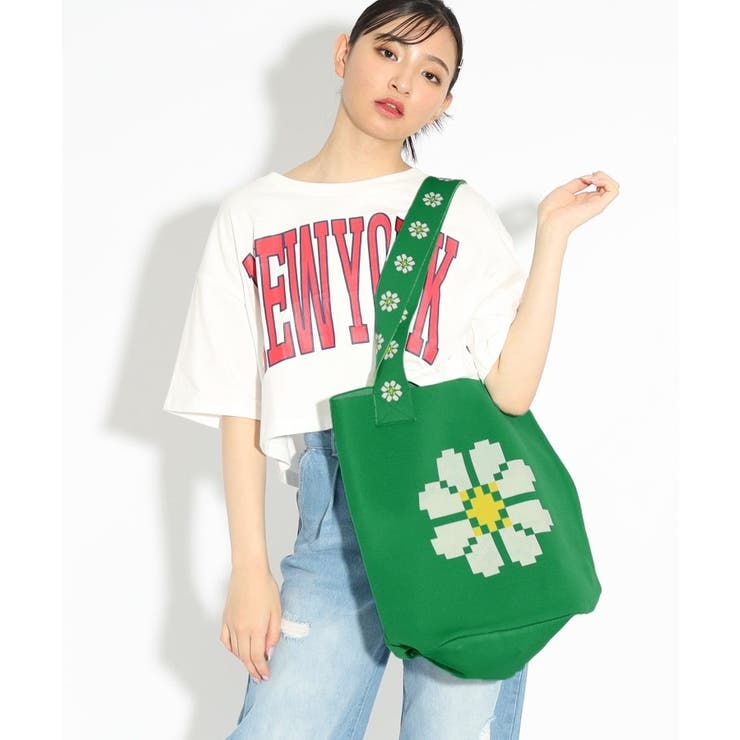 ダークグリーン(023) | 柄アソートニットBAG | PINK-latte