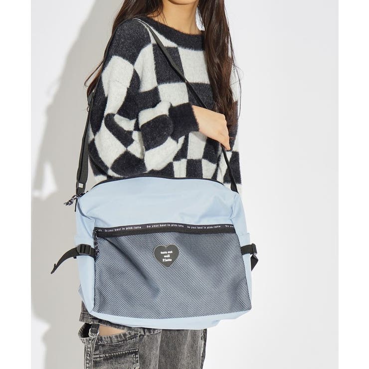 【スクールグッズ容量約25L】メッシュポケッショルダーバッグ | PINK-latte | 詳細画像13 