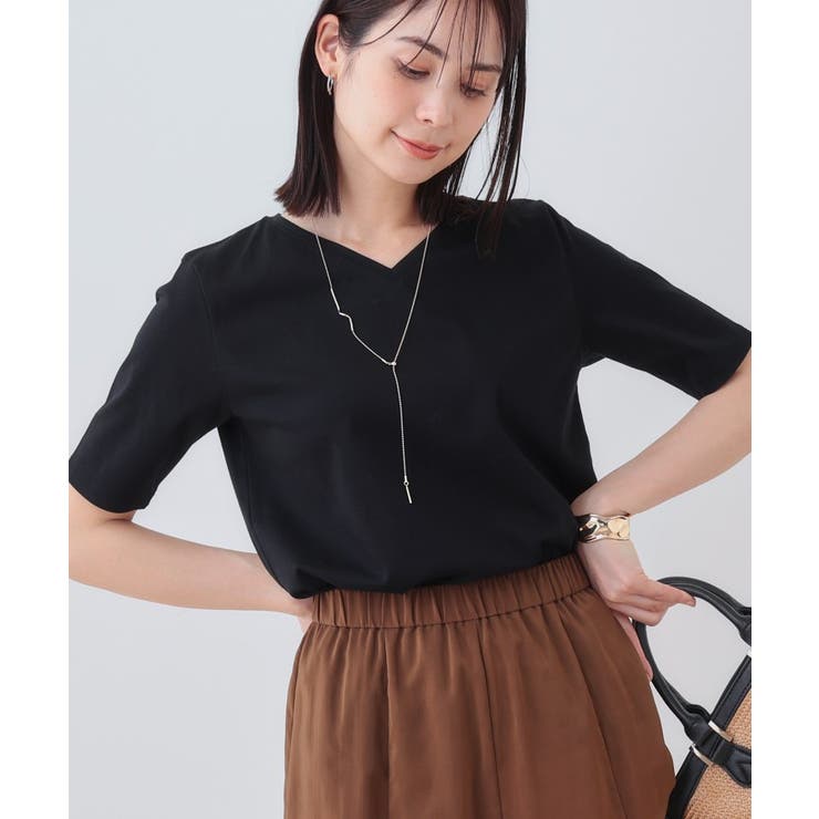 ブラック(019) | 【洗える】シンプルVネックTシャツ | THE SHOP TK