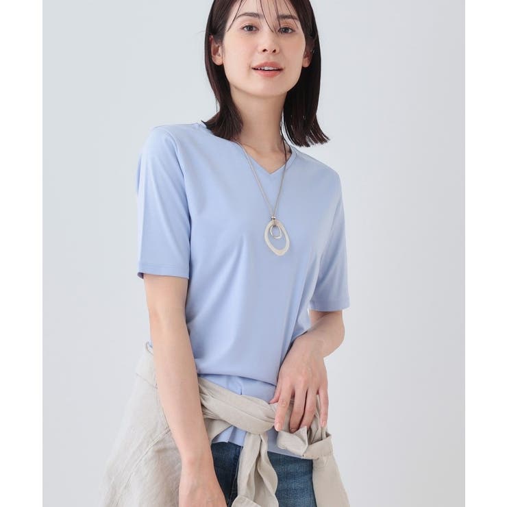 サックスブルー(090) | 【洗える】シンプルVネックTシャツ | THE SHOP TK