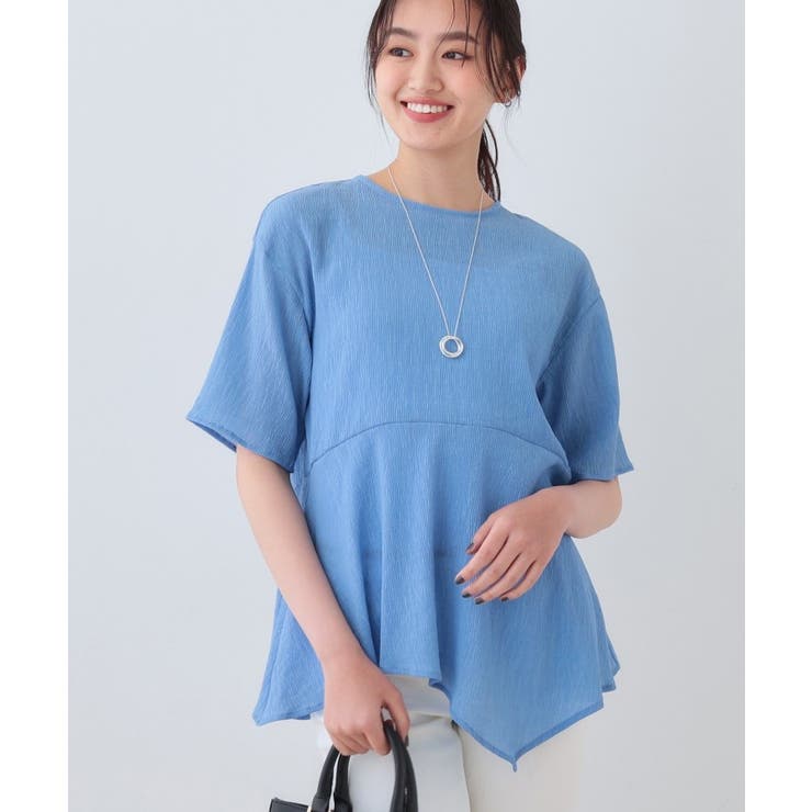 サックスブルー(090) | 【洗える】ペプラムトップス | THE SHOP TK
