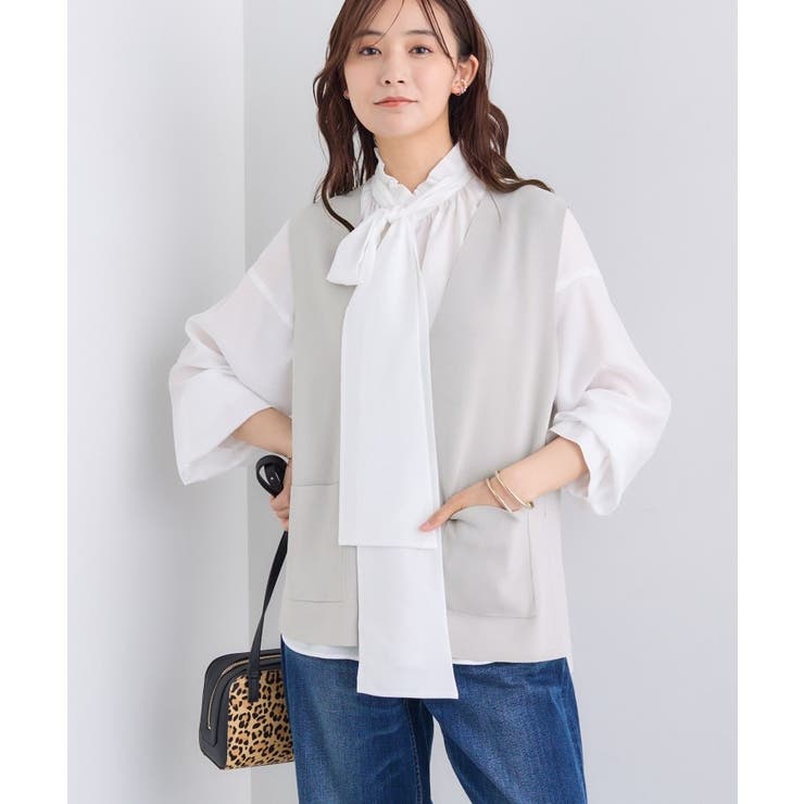 グレージュ(050) | Vネック ニットジレ | THE SHOP TK