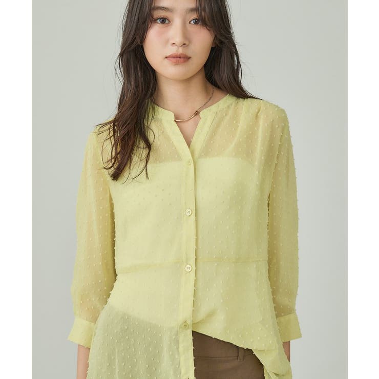 イエローグリーン(025) | シアードット切り替えブラウス | THE SHOP TK