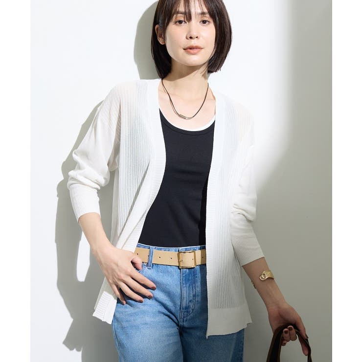 ホワイト(001) | 【清涼感◎】和紙混ニットカーディガン | THE SHOP TK