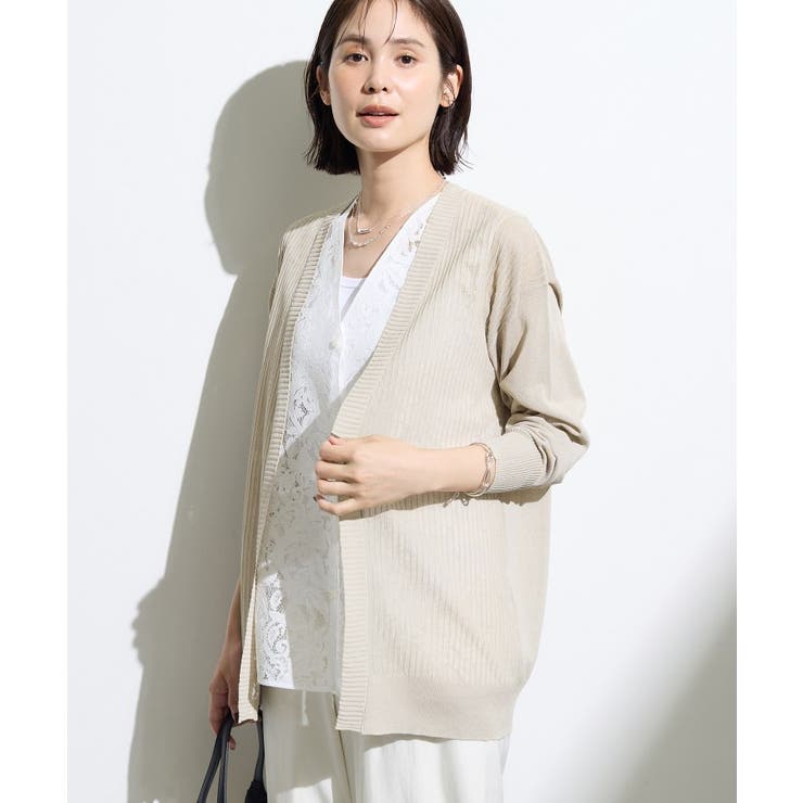 ライトベージュ(051) | 【清涼感◎】和紙混ニットカーディガン | THE SHOP TK