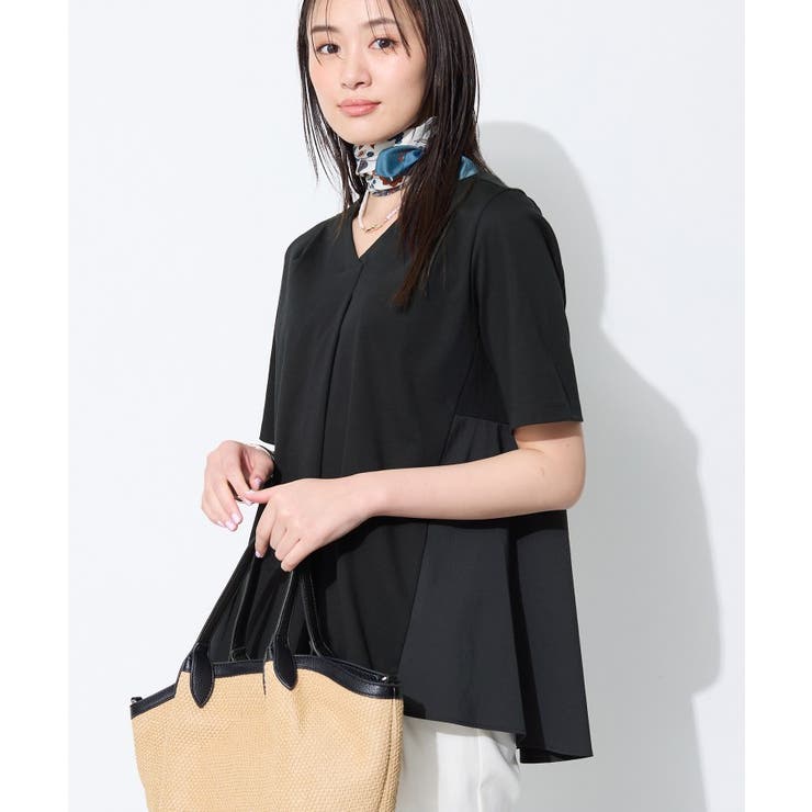 ブラック(019) | 【バックシャン／洗える】ドッキングデザイントップス | THE SHOP TK