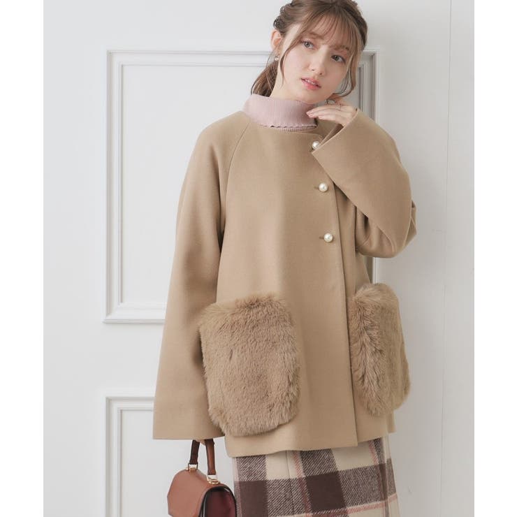 【フェイクファー付け外し可能】フェイクファーポケットハーフコート[品番：WRDW0183939]｜Couture  brooch（クチュールブローチ）のレディースファッション通販｜SHOPLIST（ショップリスト）