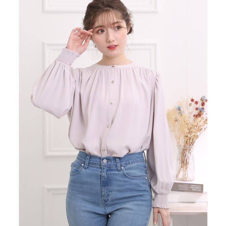 前後2WAYギャザーデザインブラウス[品番：WRDW0156774]｜Couture