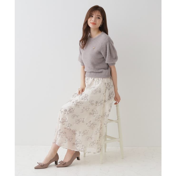 フロッキーフラワーオーガンジースカート | Couture brooch | 詳細画像14 