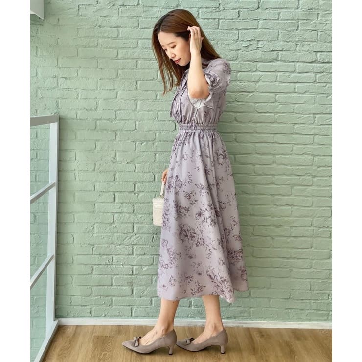 オトナのためのクラシカルワンピ】花柄5分袖ワンピース[品番