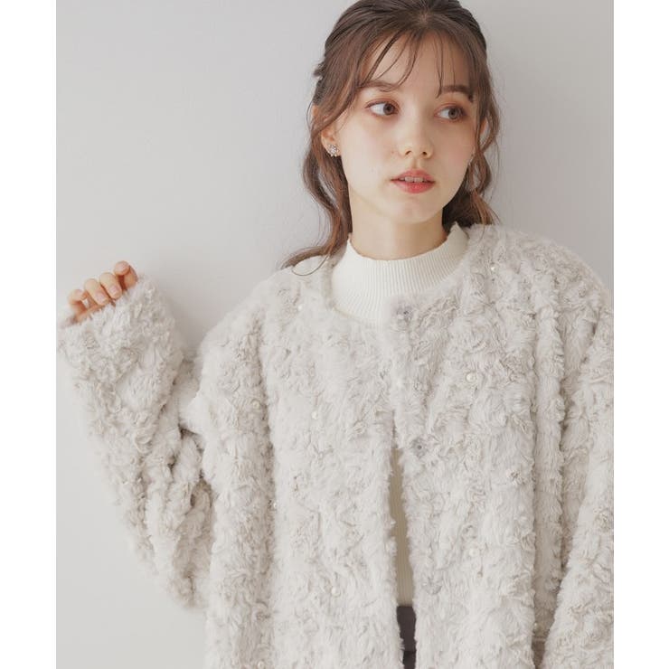 パール調エコファージャケット[品番：WRDW0211982]｜Couture brooch