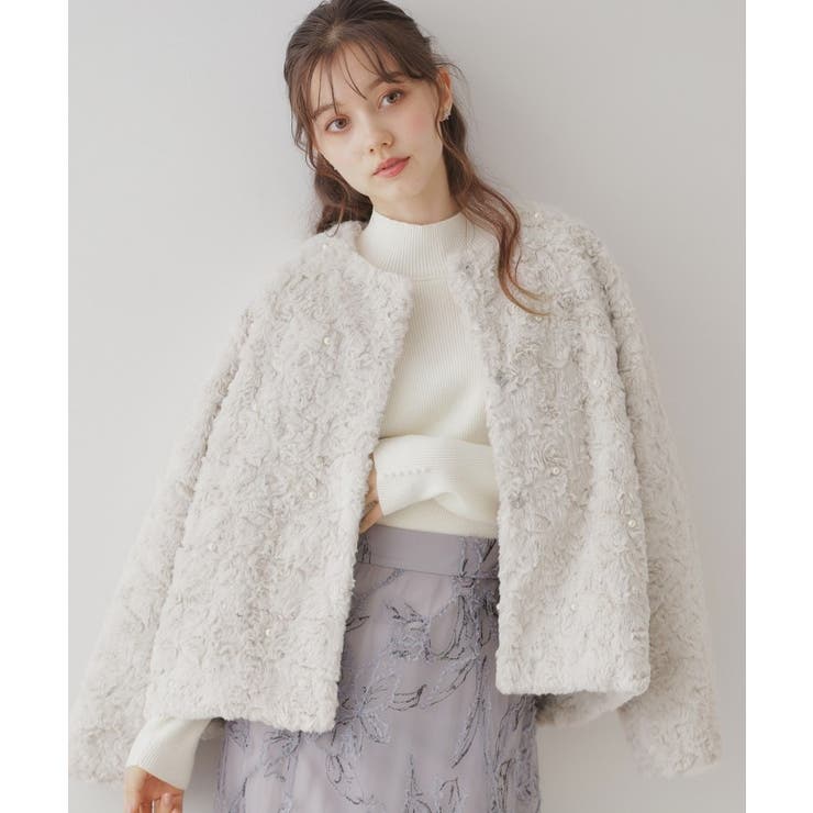 パール調エコファージャケット[品番：WRDW0211982]｜Couture brooch