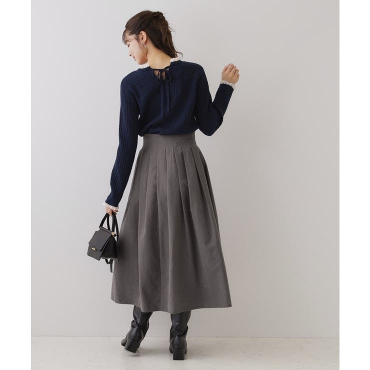 【スッキリ見えが叶う】マイクロスエードタックプリーツ | Couture brooch | 詳細画像3 