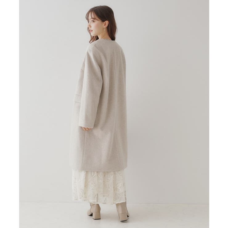 ◆THE IZZAT COLLECTION フラワーブローチロングコート プチプラ・華やかさを高める】ビジュー釦ロングコート[品番