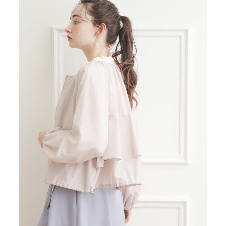 Couture broochうす軽アウターバックフリルシアーブルゾン 36