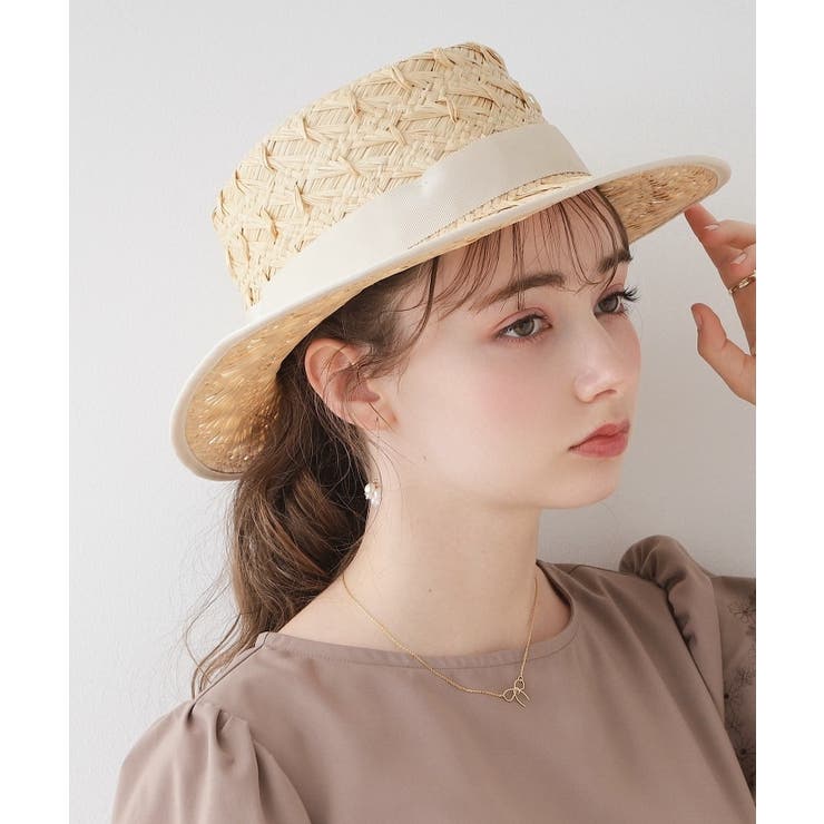 ヘレンカミンスキー✨麦わら帽子カンカン帽ハットストローナチュラルヌガー