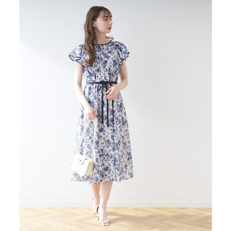 絵になる夏ワンピ】summerフルール シャーリング[品番 絵になる夏ワンピ】summerフルール シャーリング[品番