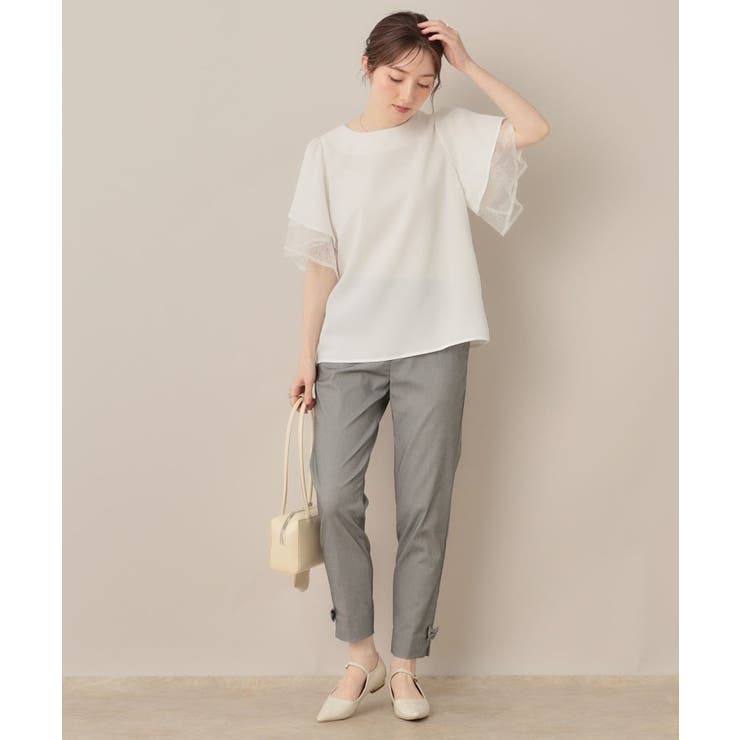 【らくちん・キレイ見え】リボンハイパーストレッチパンツ | Couture brooch | 詳細画像1 