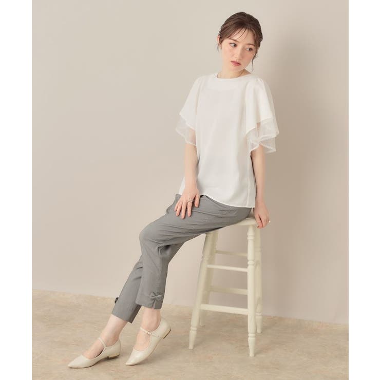 【らくちん・キレイ見え】リボンハイパーストレッチパンツ | Couture brooch | 詳細画像3 